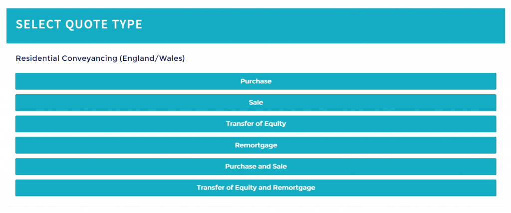 conveyancing quote form selection